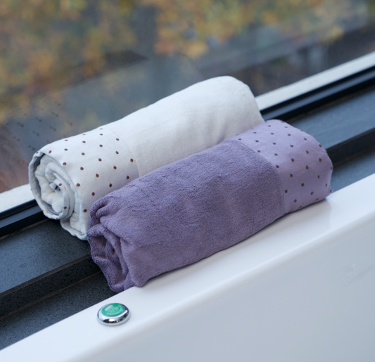 Colección Lavanda - toallas 100% bambú en color lavanda y blanco